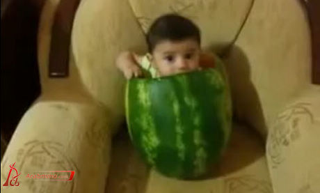 الطفل يأكل البطيخ